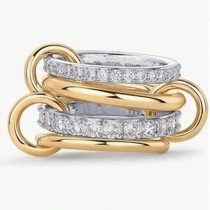 Interlocked Mixed Metals Stackable Rings, 18k gold waterproof jewelry, size 7